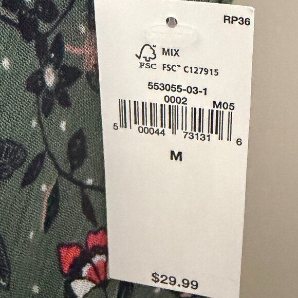 Old Navy Women's Short Sleeve Top (Green Multi color, floral pattern), Size M - Picture 3 of 3